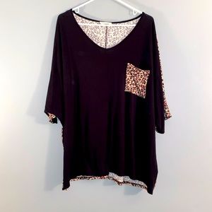 Leopard color block tee